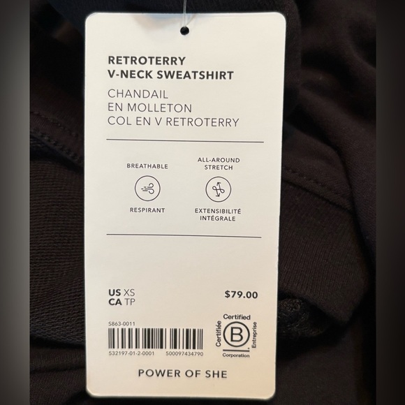 Athleta Black Sleeveless V-Neck Sweatshirt US XS oversized. NWT - Picture 13 of 14